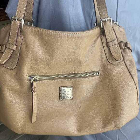 Dooney & Bourke Tan Beige Pebbled Grain Leather Satchel Shoulder Handbag Purse - Picture 7 of 11